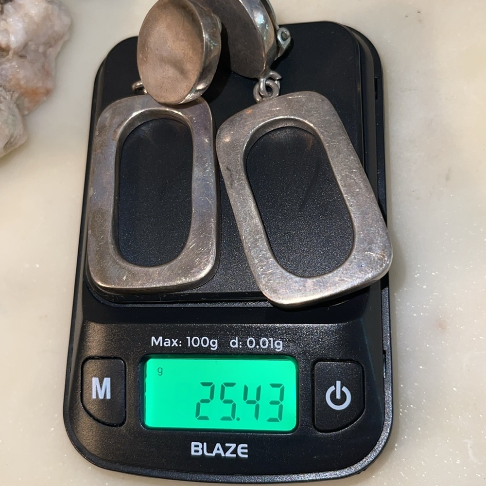 Sterling Silver Squared Oval Clip-On Earrings - image 8